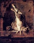 Jean Baptiste Simeon Chardin Famous Paintings - Rabbit with Game-bag and Powder Flask
